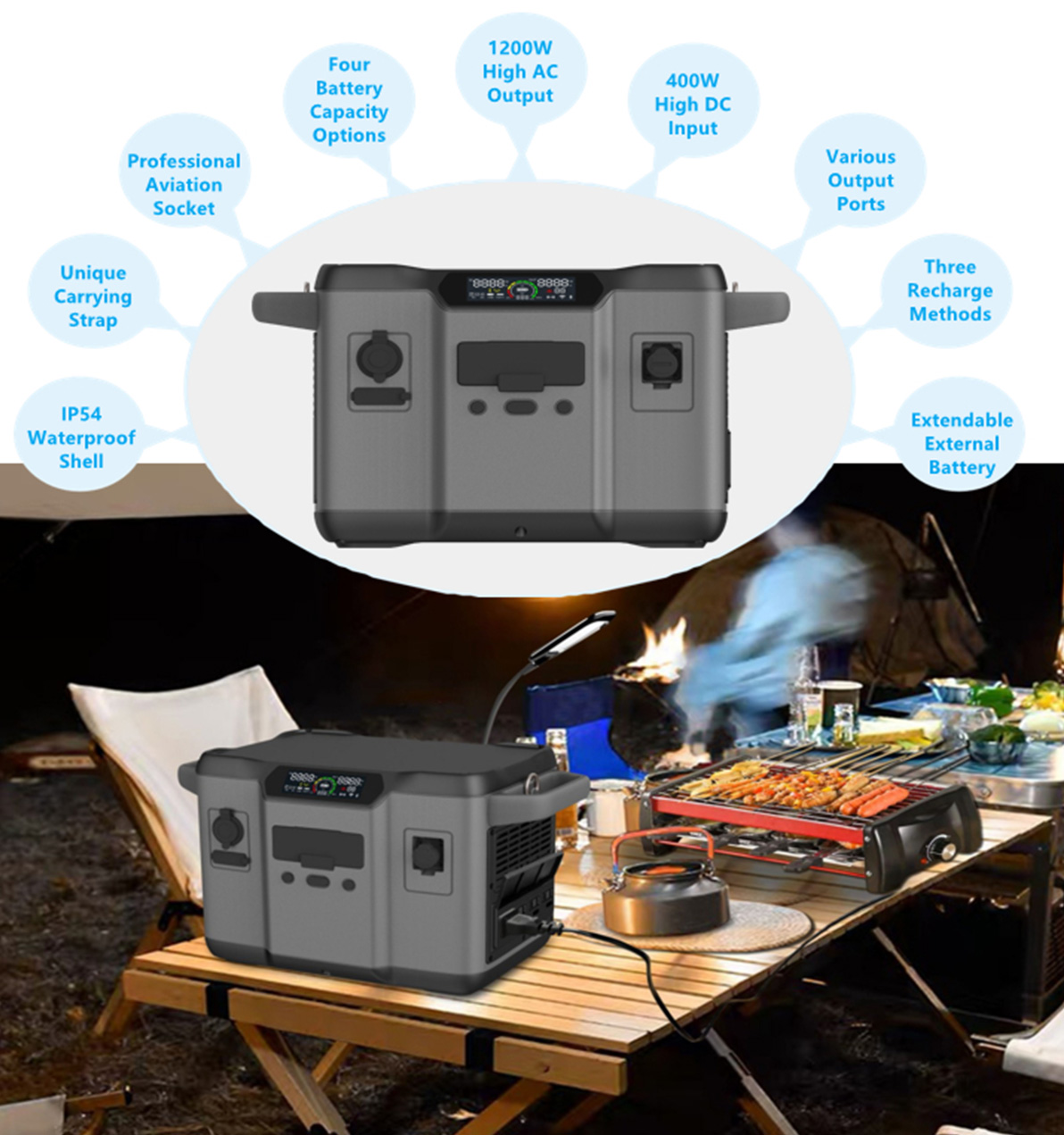 1200W högpresterande solgenerator för reservladdning